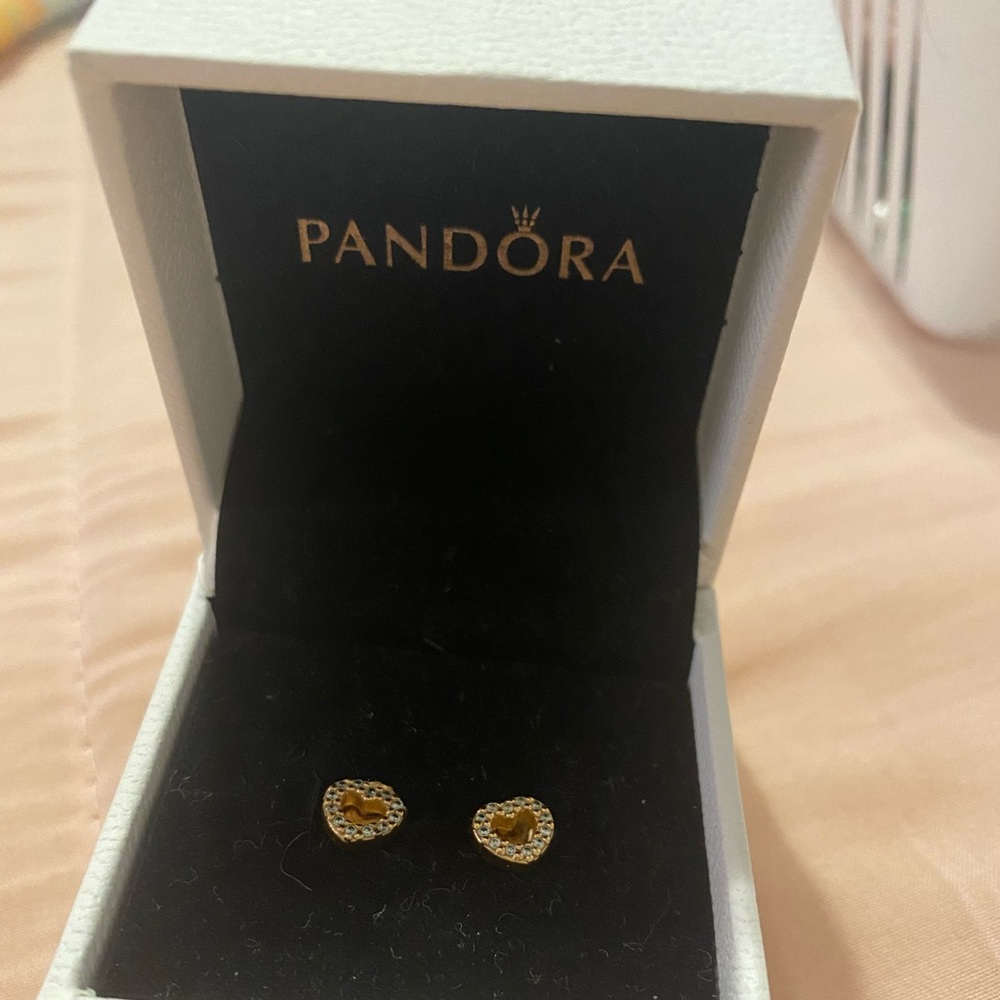 pandora rose gold heart earrings